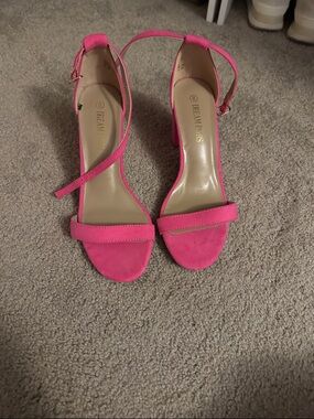 Dream Pairs Hot Pink Ankle-Strap Block Heels